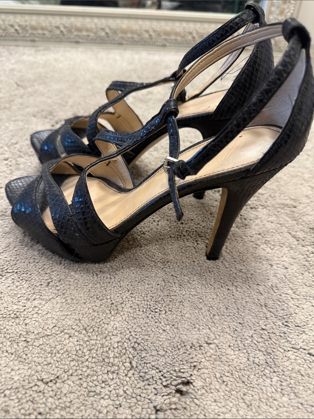 Marc Fisher Black Women's Strappy High Heel Sandals - Picture 5 of 7